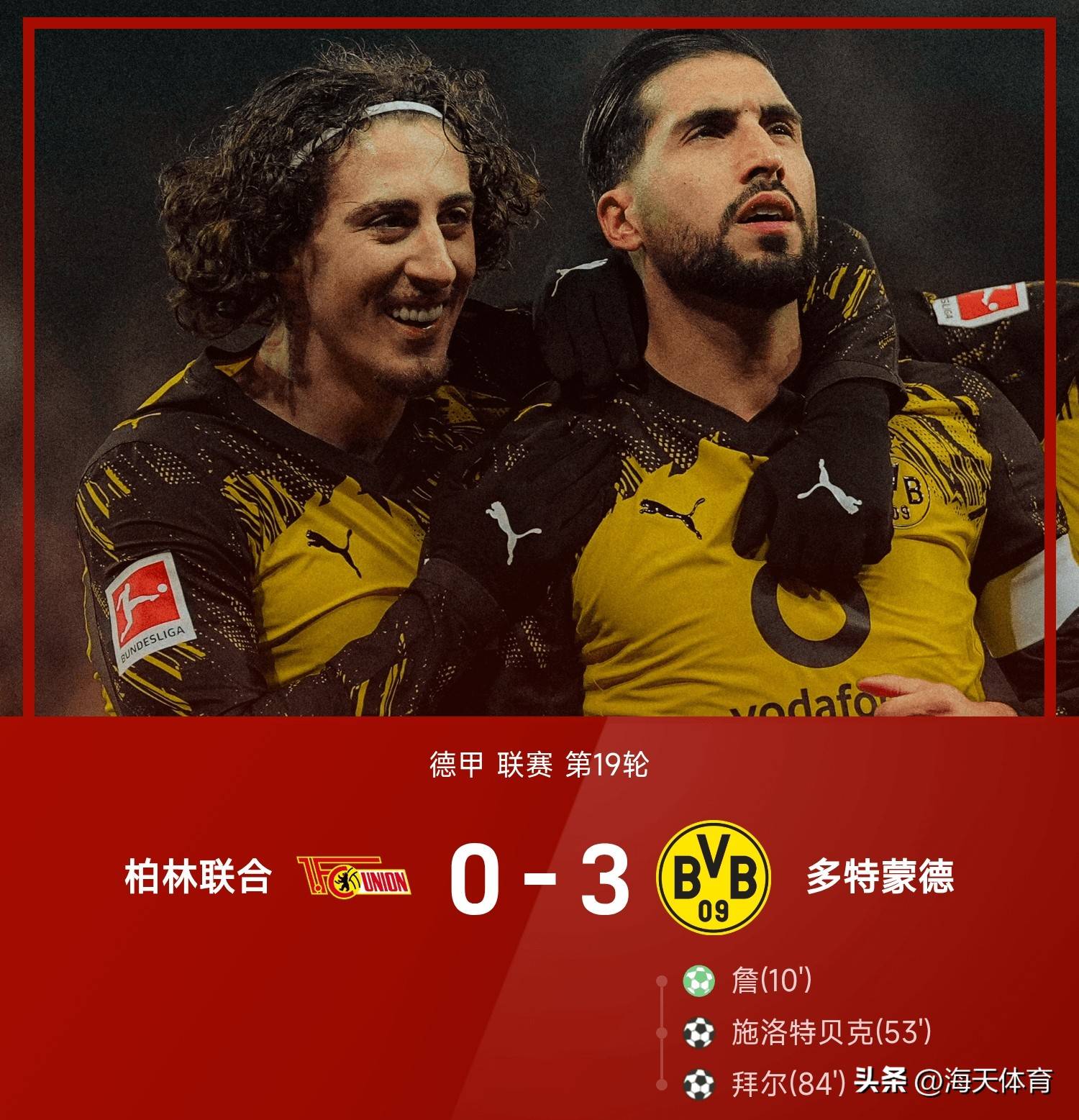 随着拜仁联赛首败1-2，多特蒙德3-0大胜柏林联合！德甲积分出炉！